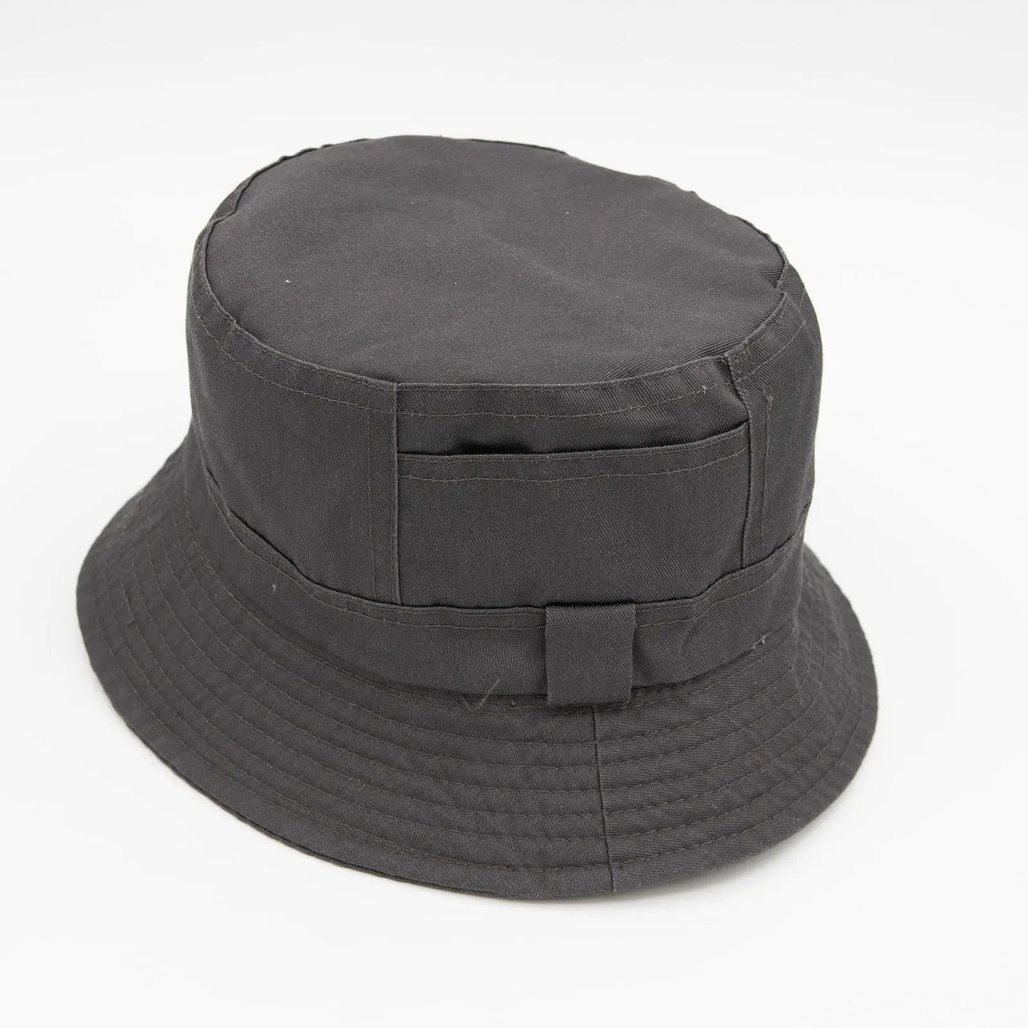 Grey Cotton Blend Bucket Hat