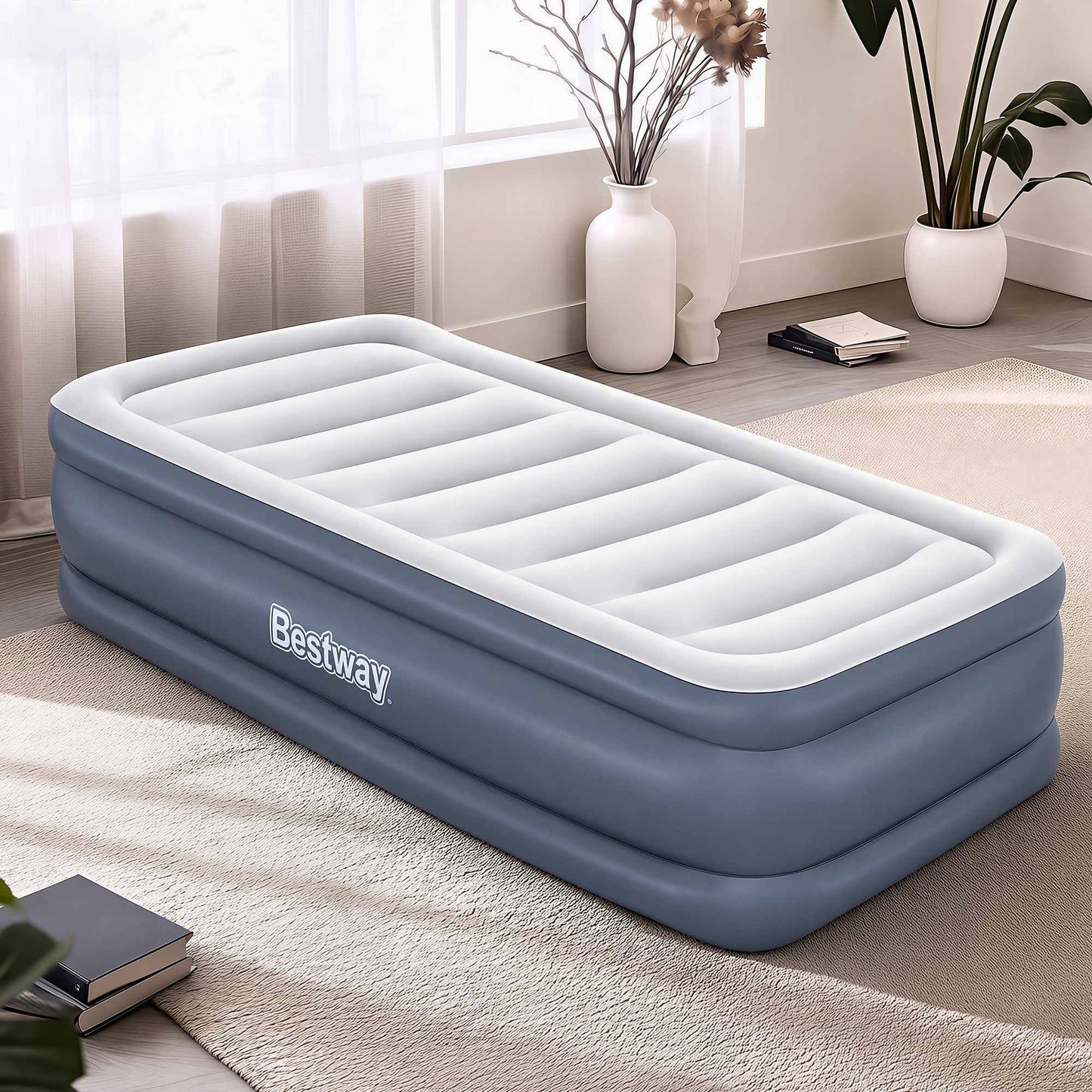 Bestway Single Air Bed – 51cm Raised with Built-In Pump