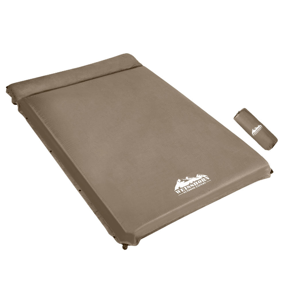 Weisshorn Double Size Self Inflating Mattress Mat 10CM Thick Coffee