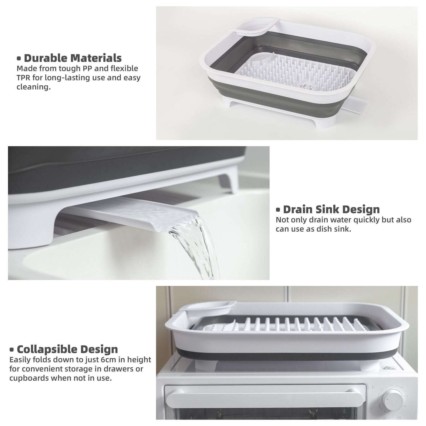 Collapsible Dish Rack with Utensil Section Space-Saving Drying Rack for Compact Kitchens & Camping