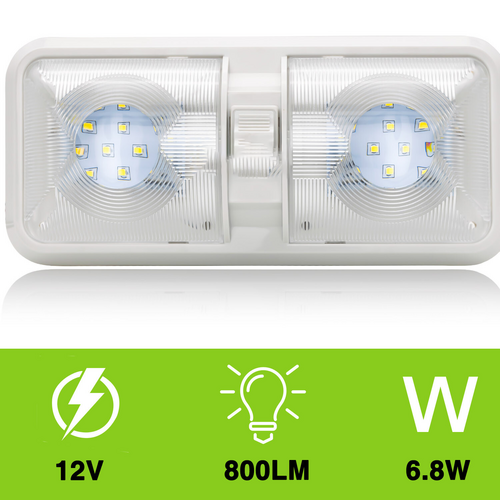 12V RV Double Dome LED Ceiling Light