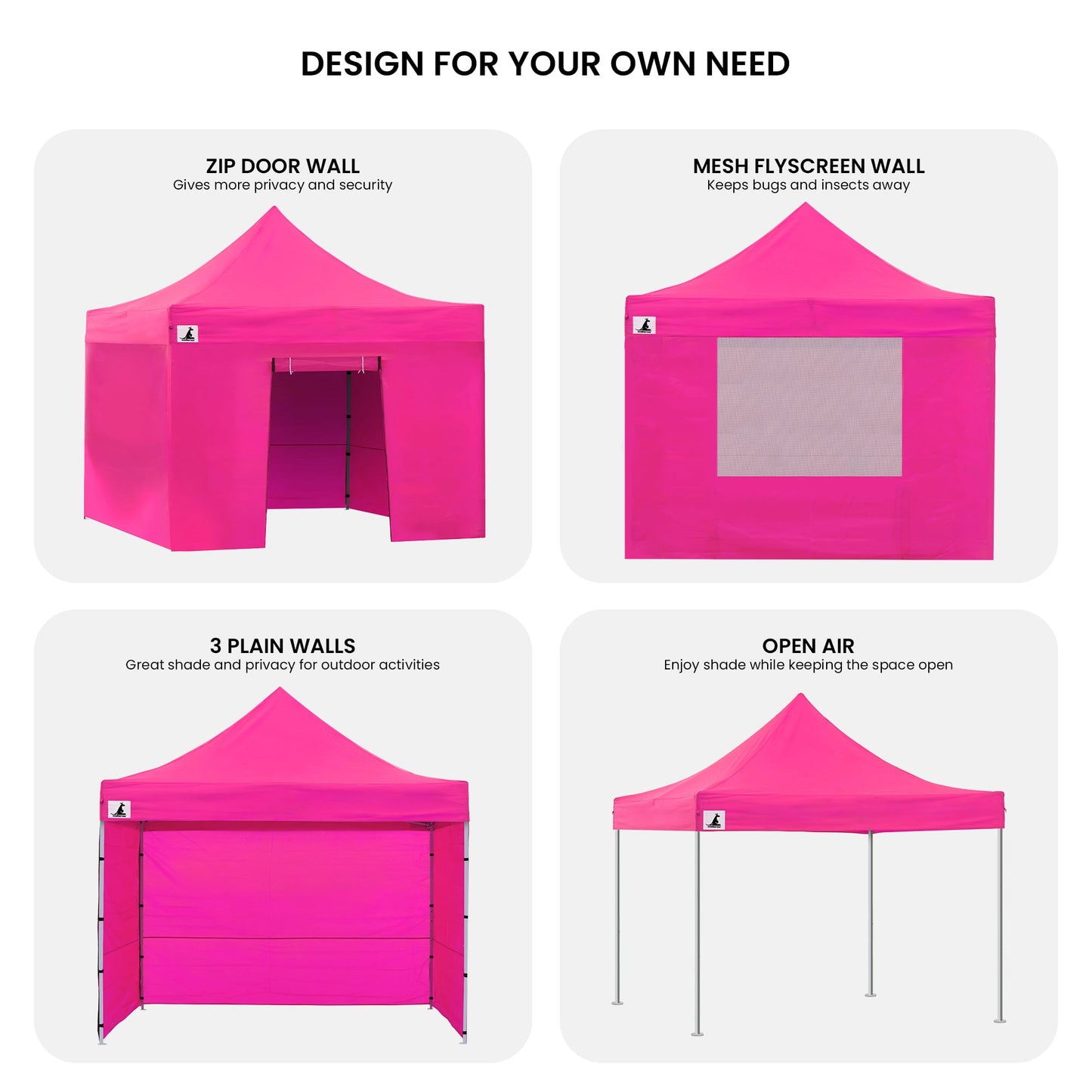 Wallaroo 3x3m Pop-Up Marquee with Walls - Pink