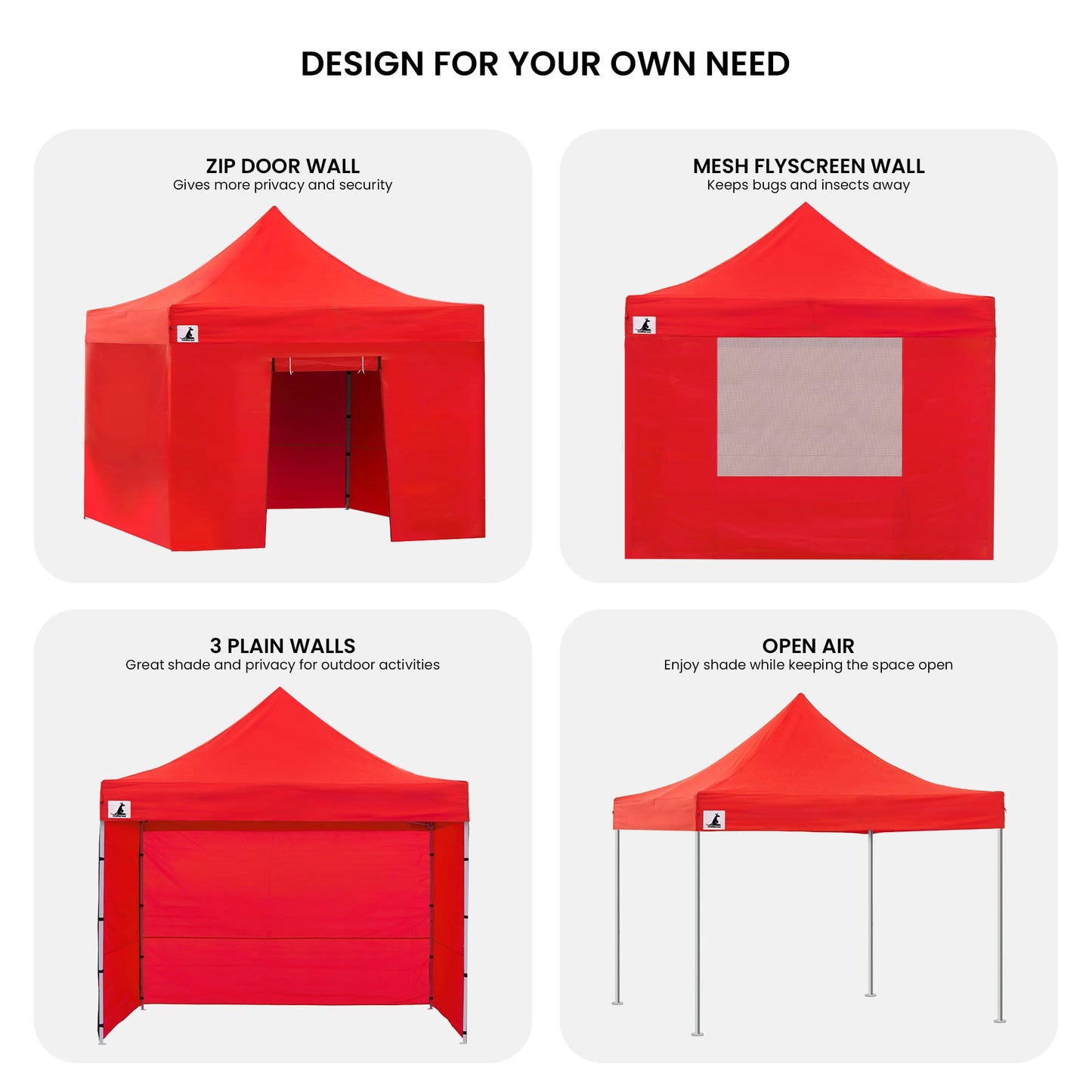 Wallaroo 3x3m Pop-Up Marquee with Walls - Red