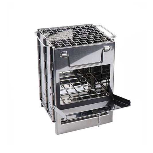 Outdoor Camping Mini Folding Wood Burning Stove Picnic Stainless Steel BBQ Grill