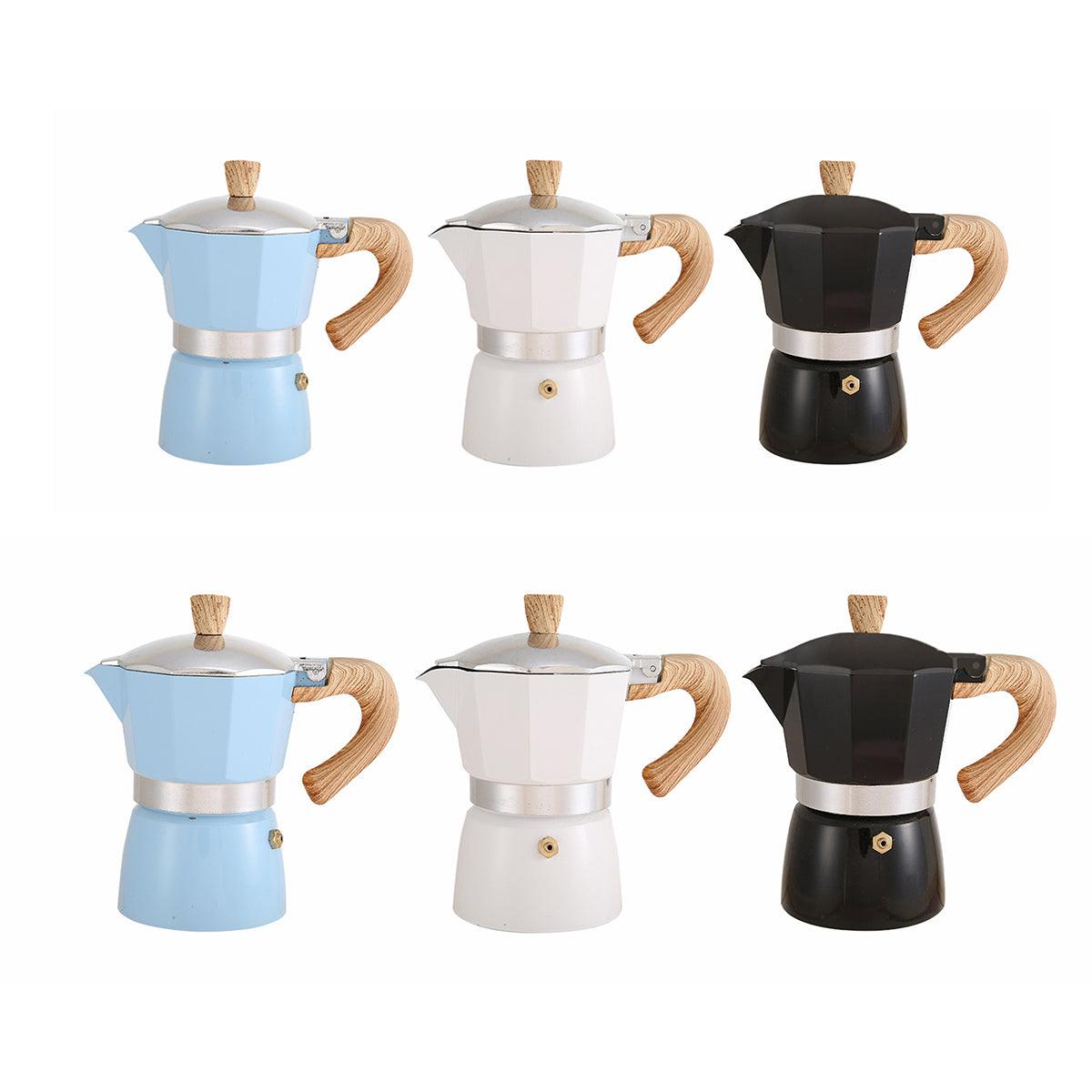 Portable Coffee Maker Wood Grain Handle Outdoor Manual Espresso Machine Camping - Black-300ml