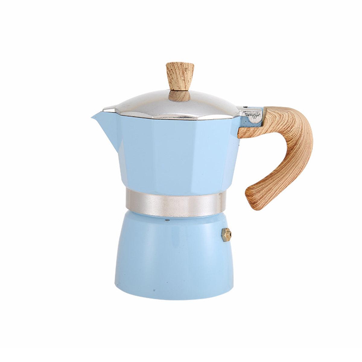 Portable Coffee Maker Wood Grain Handle Outdoor Manual Espresso Machine Camping - Black-300ml