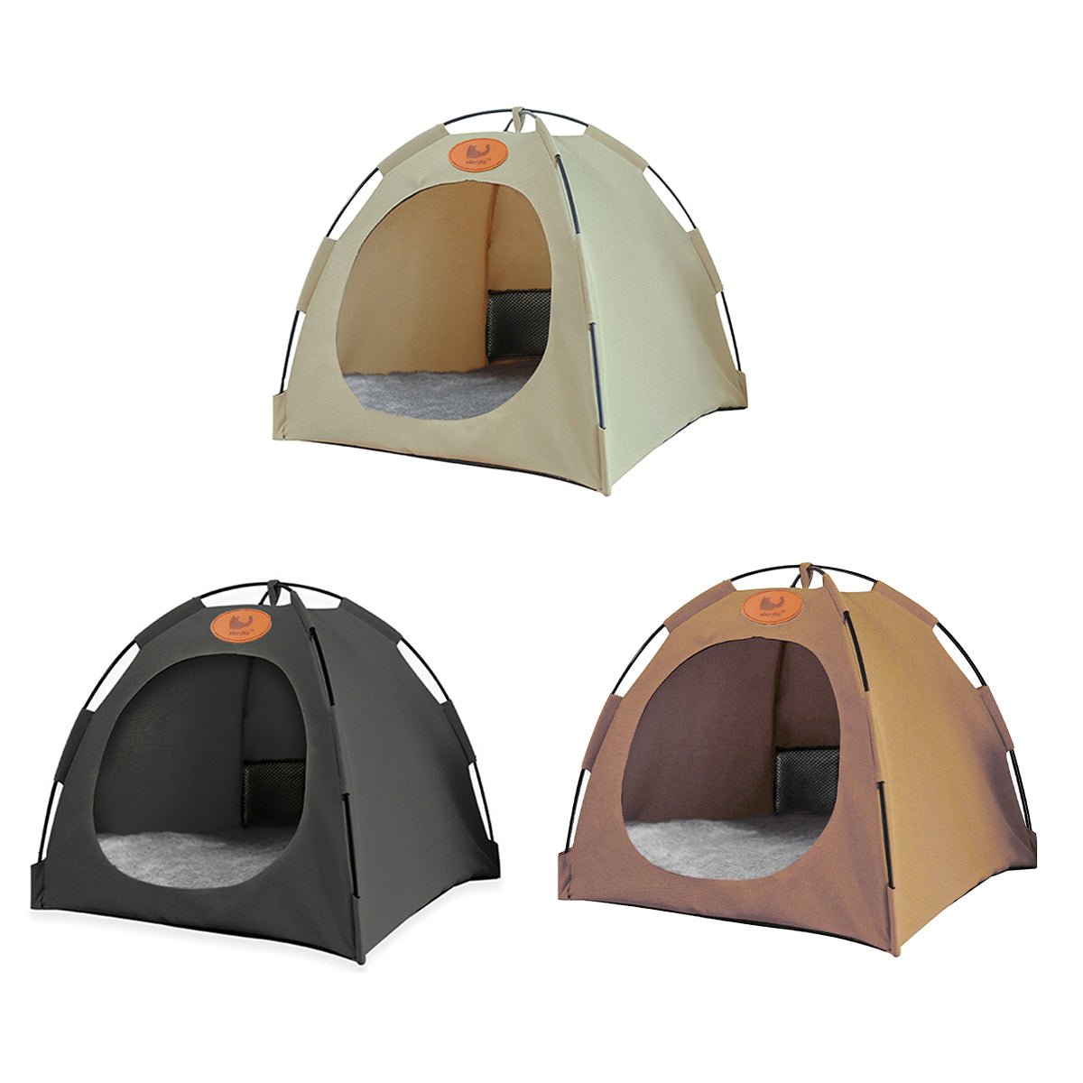 Folding Camping Pet Tent for Cats Puppy Bed Indoor Cat Nest Dog Cave Style House - Large Beige
