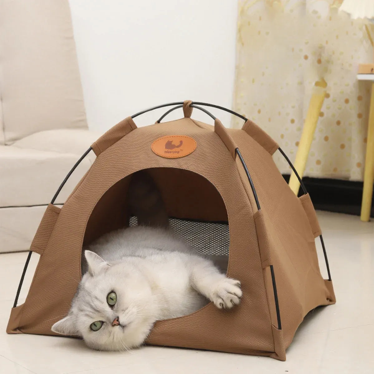 Folding Pet Tent Bed – Large Grey