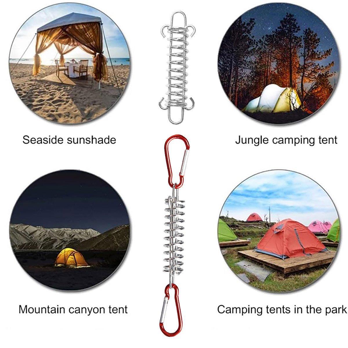 10PCS Outdoor Camping Tent Spring Wind Rope Buckle Fix Hook Buckles Silver Red - 10pair