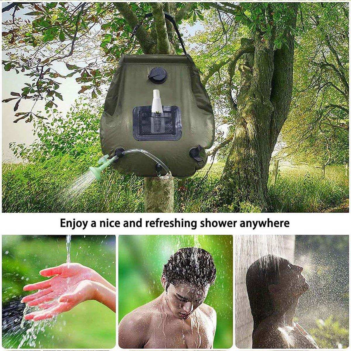 20L Camp Shower Bag Solar Heat Water Pipe Portable Camping Hiking Travel Outdoor