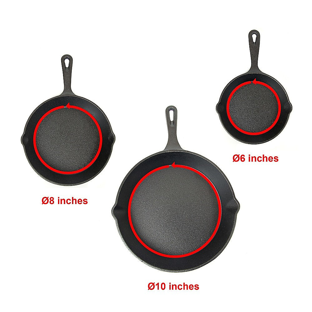 Randy & Travis 3-Piece Pre-Seasoned Cast Iron Skillet Set