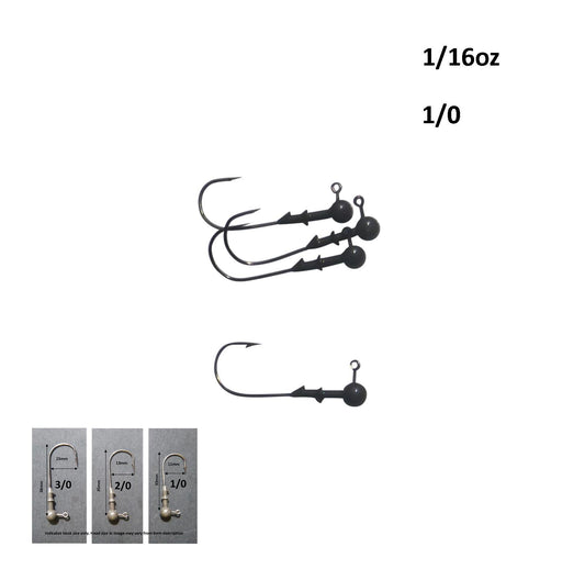 Vike 1/16 oz Round Jig Head with a Size 1/0 Hook Tungsten, 4 pack