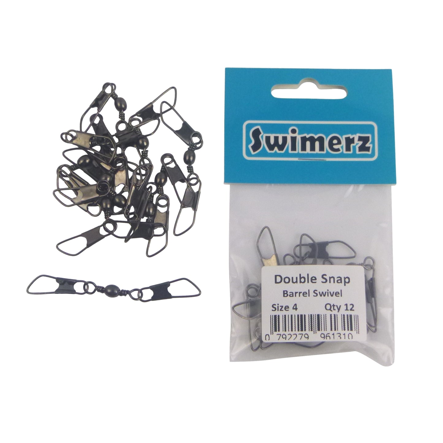 Swimerz Double Snap Barrel Swivels, Size 4, 12 pack