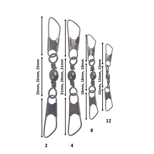 Swimerz Double Snap Barrel Swivels, Size 12, 20 pack
