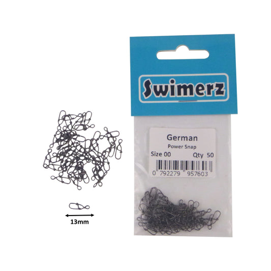 Swimerz German Power Snap, Closed Eye, size 00, 50 pack