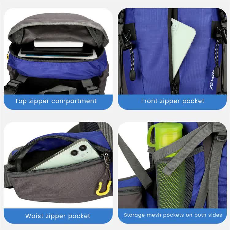 Black High-Capacity Nylon Hiking Backpack - Durable, Multi-Functional Outdoor Travel Pack