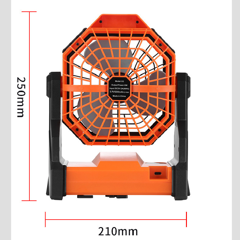 Black Portable Outdoor Camping Fan with LED Light - Rechargeable USB Tent Fan for Australia
