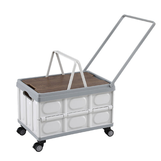 Gardeon 54L Collapsible Outdoor Storage Box with Wheels and Plywood Lid