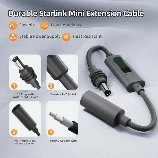 Outcamp DC Extension Cable with Meter for Starlink Mini