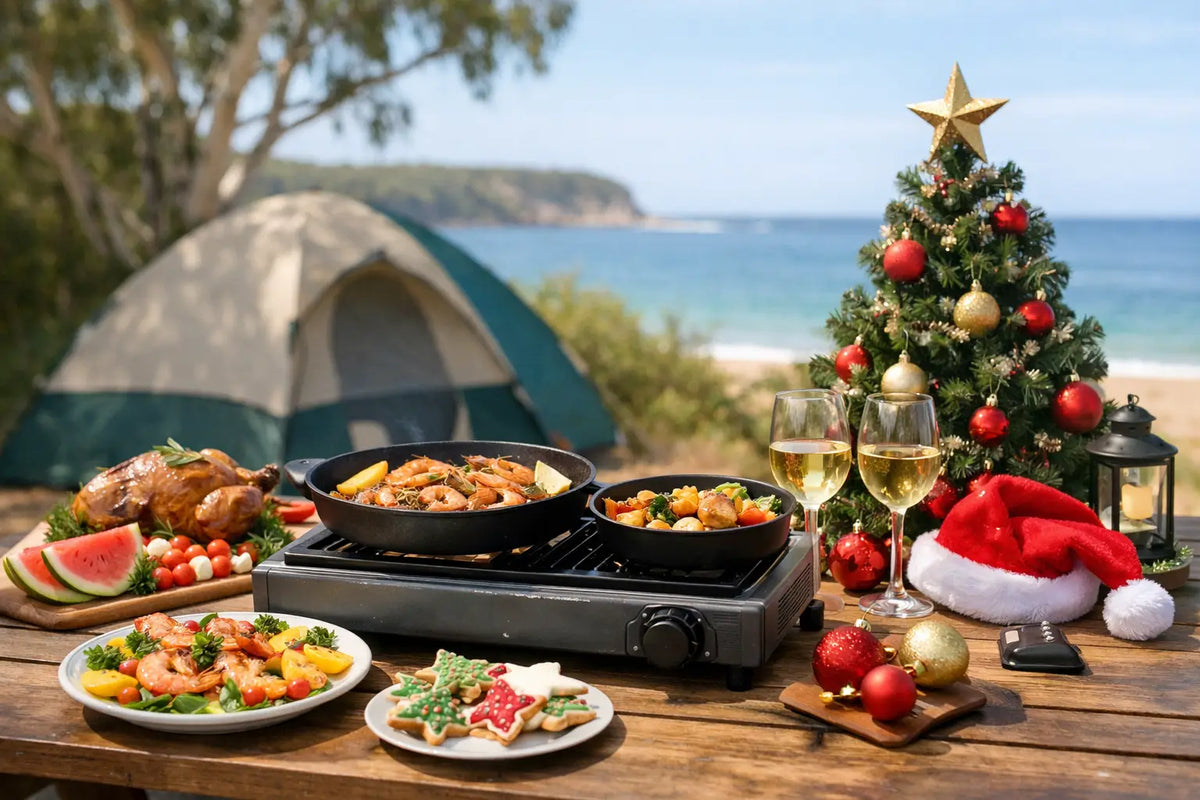 Christmas camping meal served outdoors in Australia