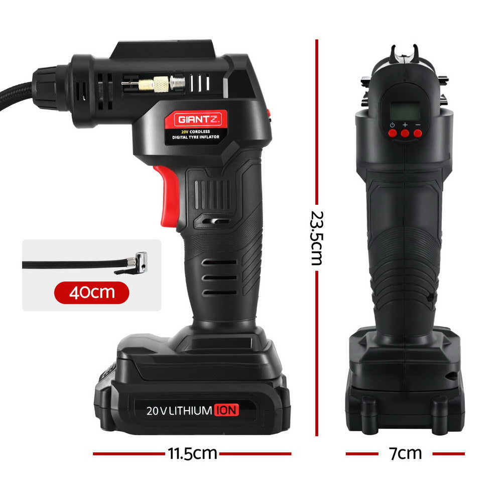 Portable Giantz tyre inflator for 4WD camping and roadside use