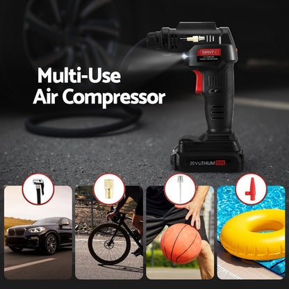 Giantz cordless tyre pressure inflator with lithium battery