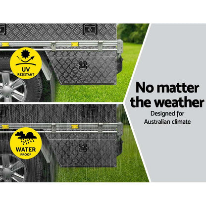 Giantz Pair of Under Tray Undertray Tool Box Aluminium Alloy Underbody Toolbox - Just Camp | Best Value Outdoor & Camping Store in Australia