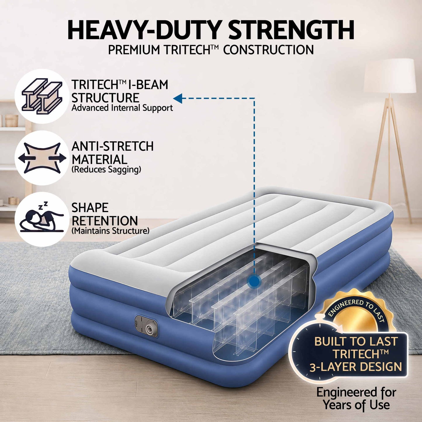 Bestway 46cm Single Airbed with Built-In Pump
