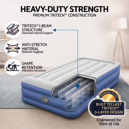 Bestway 46cm Single Airbed with Built-In Pump