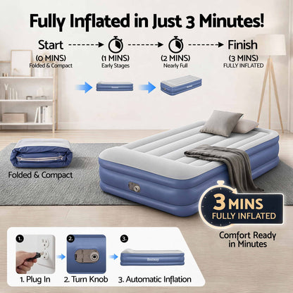Bestway 46cm Single Airbed with Built-In Pump