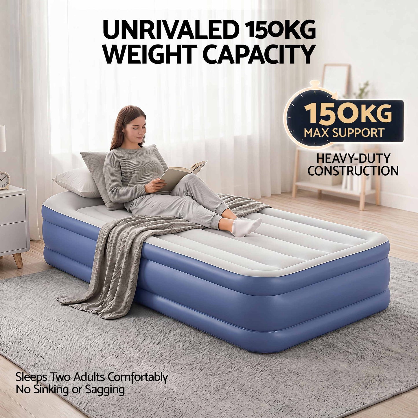 Bestway 46cm Single Airbed with Built-In Pump