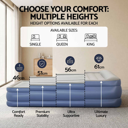 Bestway 46cm Single Airbed with Built-In Pump