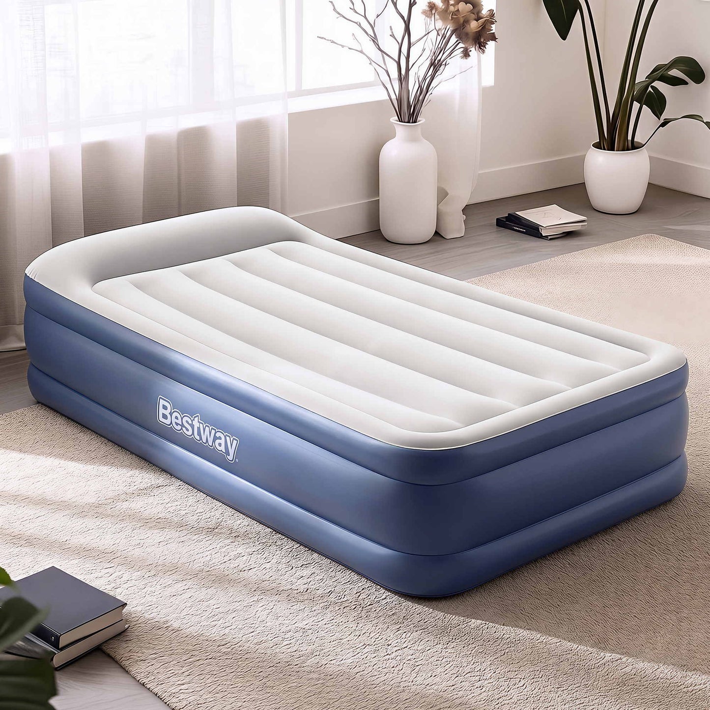 Bestway 46cm Single Airbed with Built-In Pump