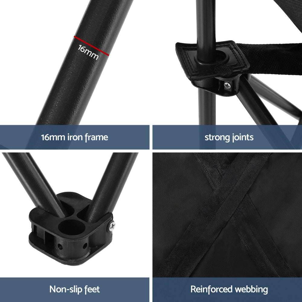 Weisshorn Folding Camping Moon Chair Portable Seat Weight Capacity 120KG Black