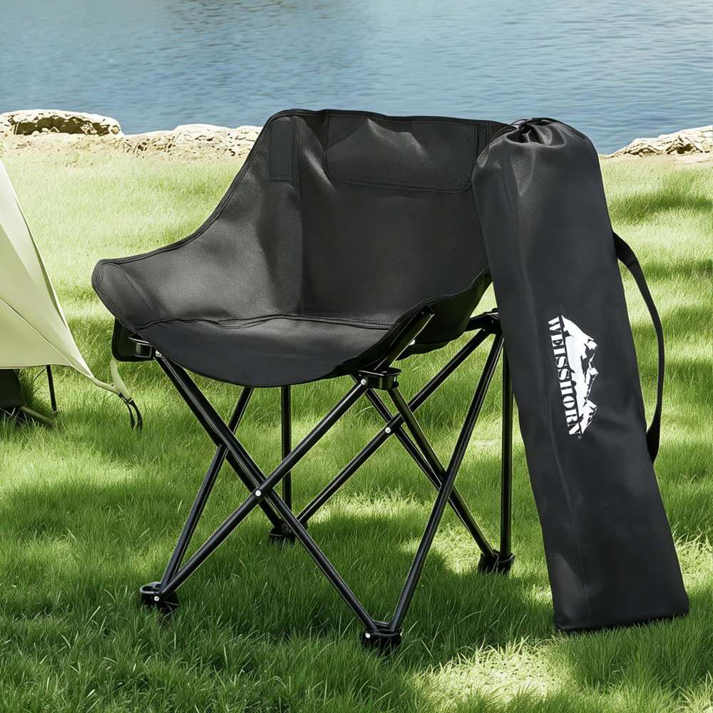 Weisshorn Folding Camping Moon Chair Portable Seat Weight Capacity 120KG Black