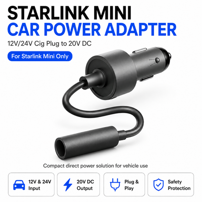 Outcamp 12V/24V Car Power Adapter for Starlink Mini