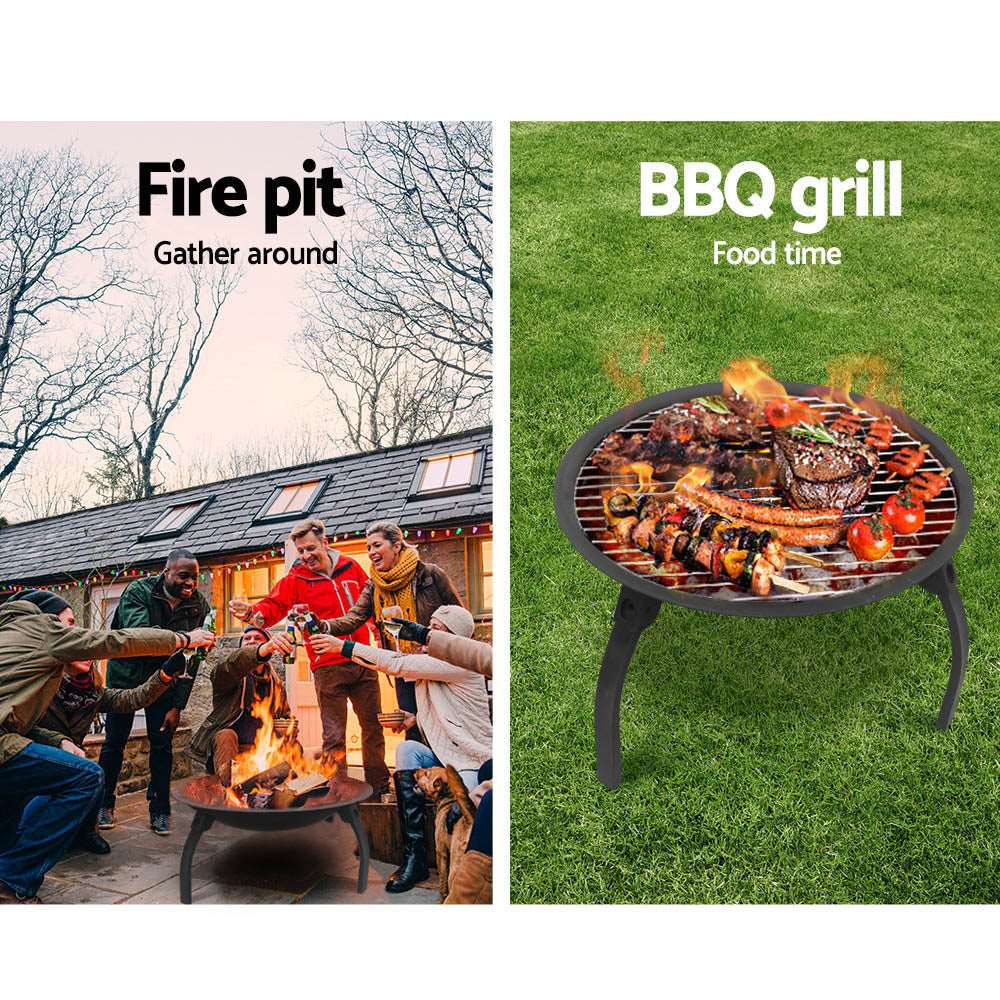 Fire Pit BBQ Charcoal Smoker Portable Outdoor Camping Pits Patio Fireplace 22" - Just Camp | Best Value Outdoor & Camping Store in Australia