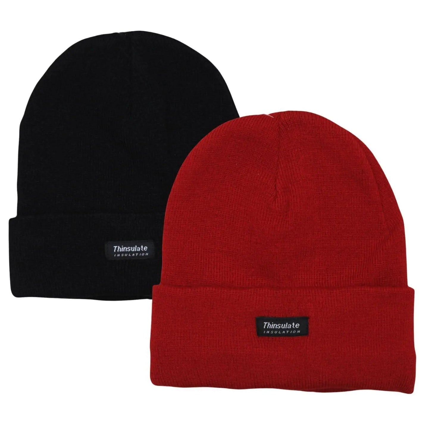 Thinsulate Thermal Beanies 2-Pack - Black & Red