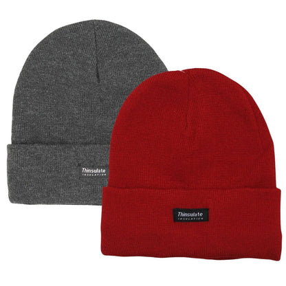 Thinsulate Thermal Beanies 2-Pack - Black & Red