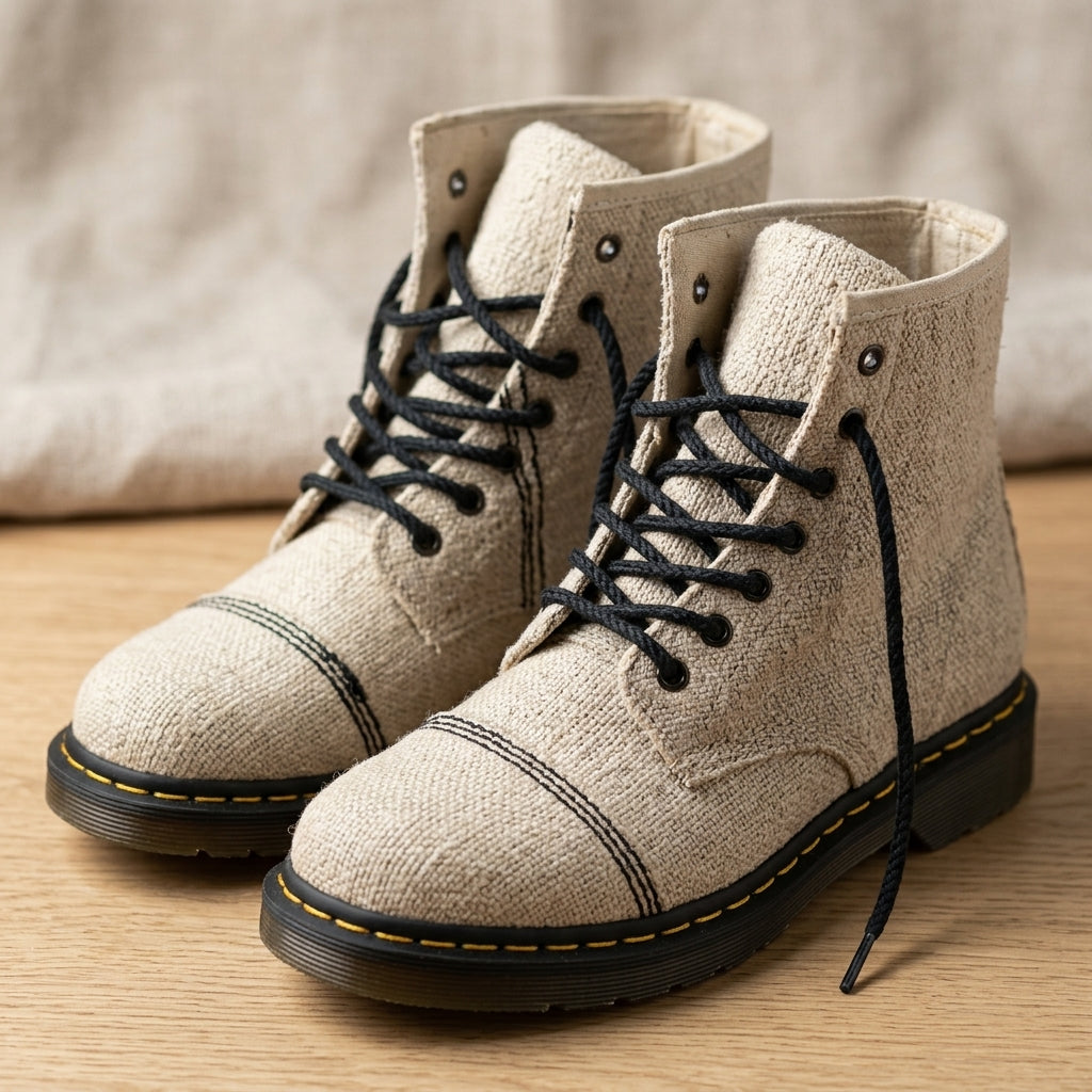 White Hemp Hiking Boots Australia – Vegan Hemp Ankle High Boots