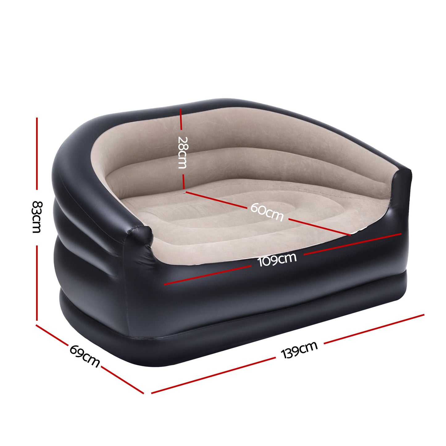 Inflatable Two-Seater Sofa with Pump – Coffee