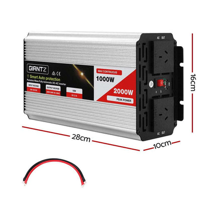 Giantz Power Inverter 1000W or 2000W Pure Sine Wave 12V-240V Camping Boat Caravan - Just Camp | Best Value Outdoor & Camping Store in Australia