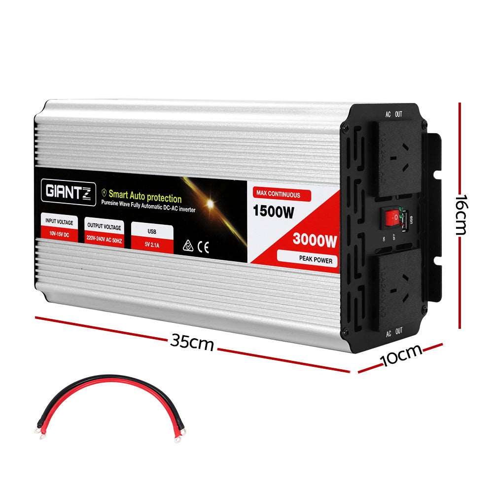 Giantz 1500W Puresine Wave DC-AC Power Inverter - Just Camp | Best Value Outdoor & Camping Store in Australia