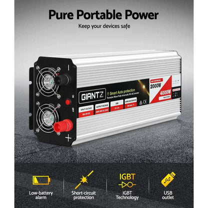 Giantz Power Inverter 2000W or 4000W Pure Sine Wave 12V-240V Camping Boat Caravan - Just Camp | Best Value Outdoor & Camping Store in Australia