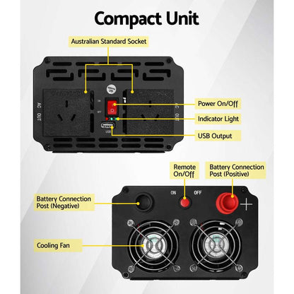 Giantz Power Inverter 2000W or 4000W Pure Sine Wave 12V-240V Camping Boat Caravan - Just Camp | Best Value Outdoor & Camping Store in Australia