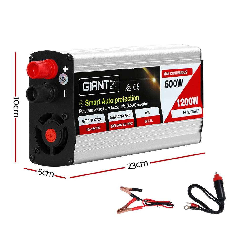 Giantz 600W Puresine Wave DC-AC Power Inverter - Just Camp | Best Value Outdoor & Camping Store in Australia