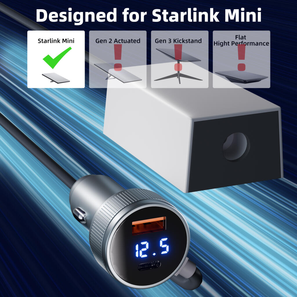 Outcamp 12V/24V Car Power Supply for Starlink Mini