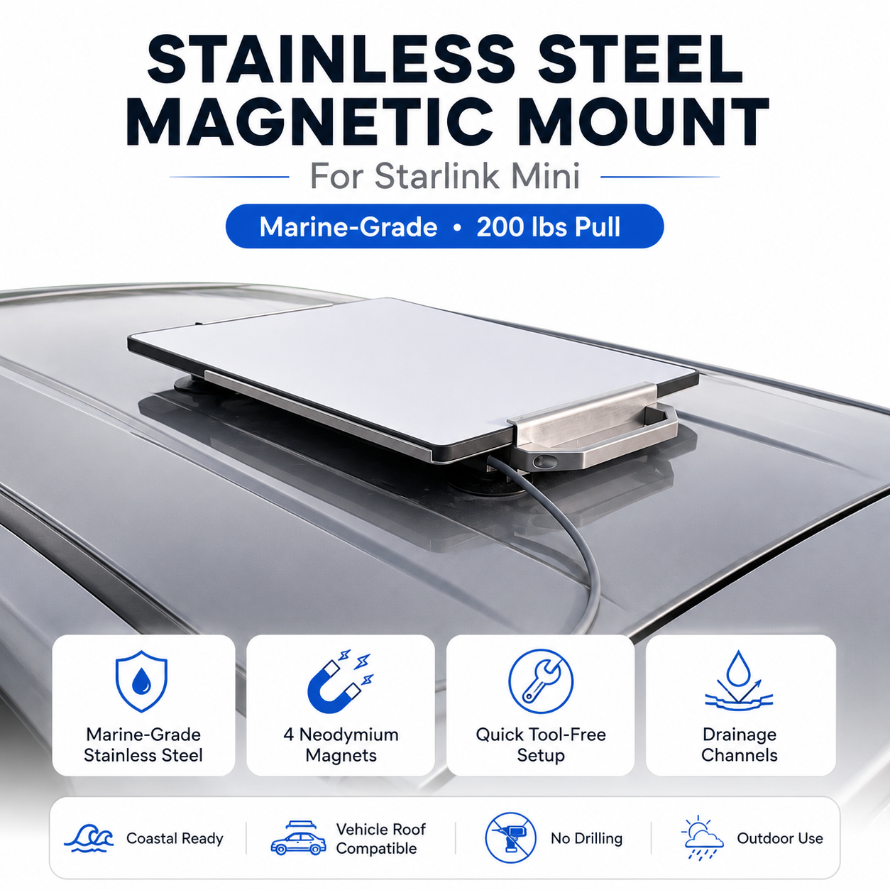 Outcamp Stainless Steel Magnetic Mount for Starlink Mini
