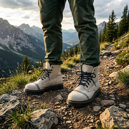 White Hemp Hiking Boots Australia – Vegan Hemp Ankle High Boots