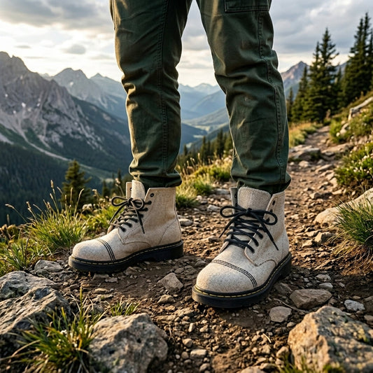 White Vegan Hemp Hiking Boots - Namaste Artisans